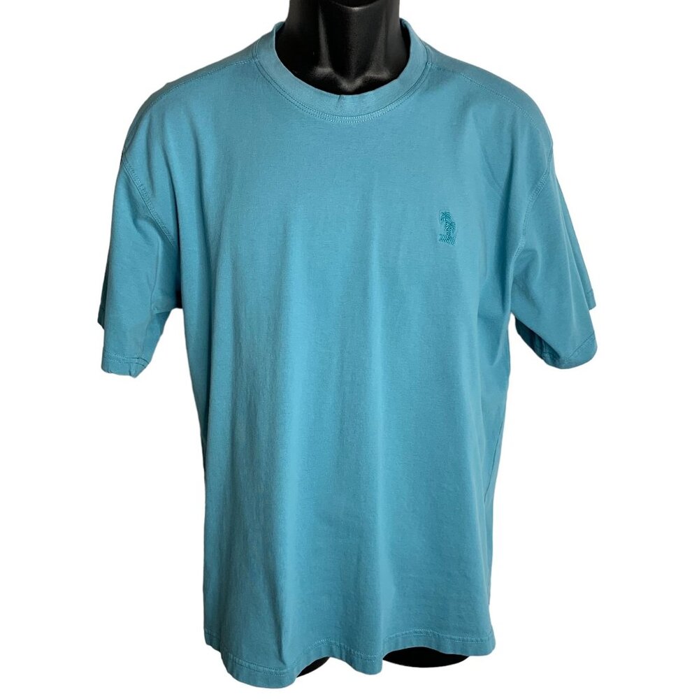 Newport Blue Short Sleeve T Shirt M Blue Embroidered Crewneck Beach Palm Trees